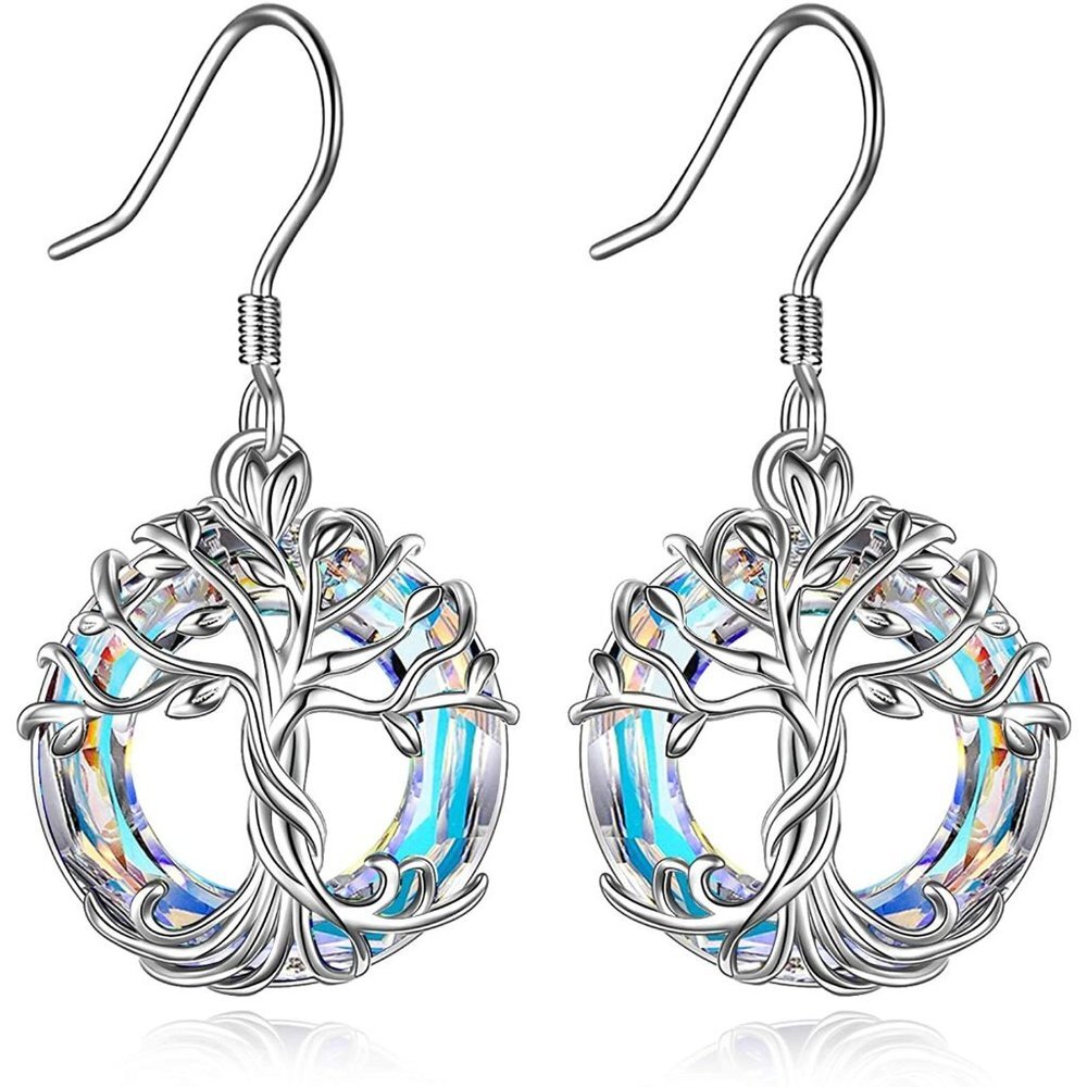 Silver Tree of Life Drop Earrings